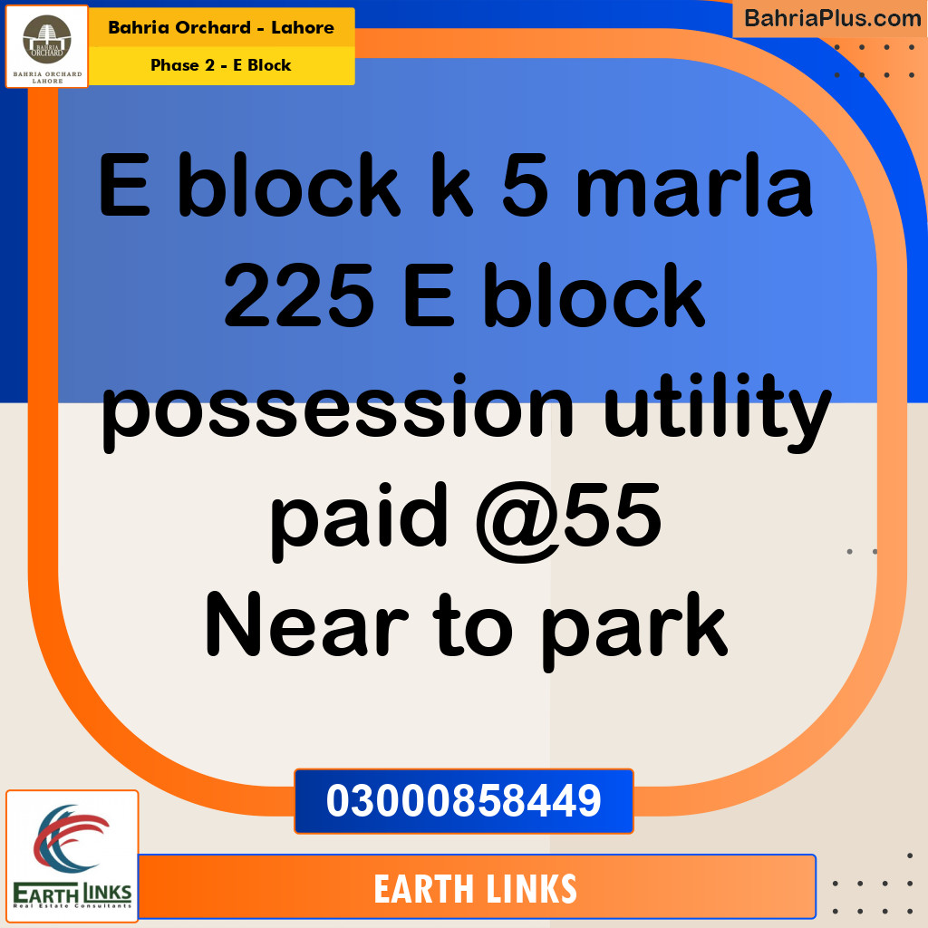 5 Marla Residential Plot for Sale in Phase 2 - E Block -  Bahria Orchard, Lahore - (BP-232402)