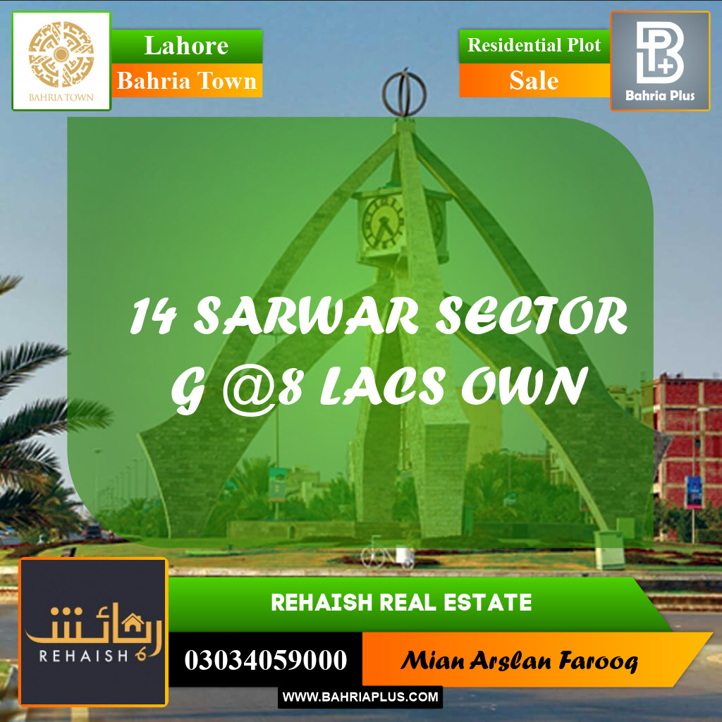 Residential Plot for Sale in Bahria Town, Lahore - (BP-232425)