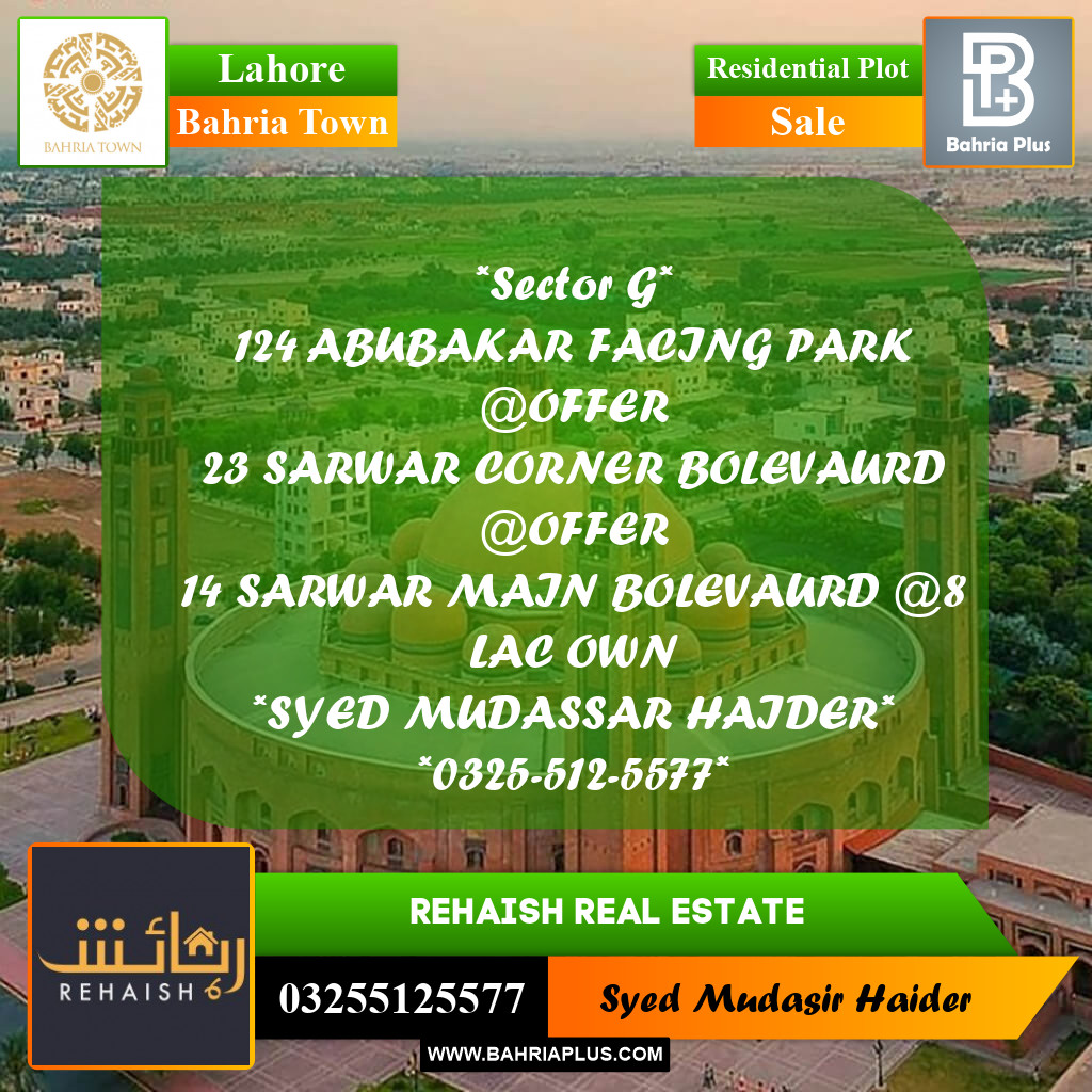 Residential Plot for Sale in Bahria Town, Lahore - (BP-232429)