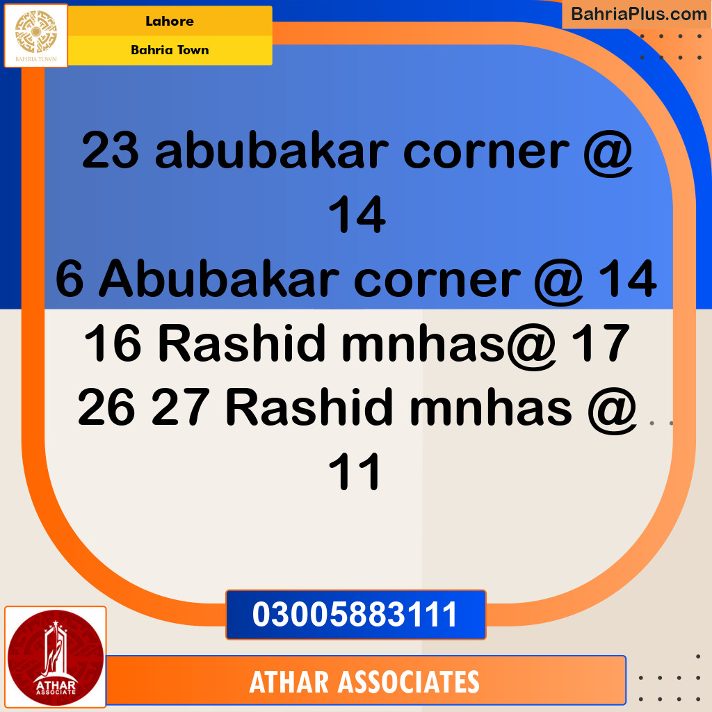 Residential Plot for Sale in Bahria Town, Lahore - (BP-232466)