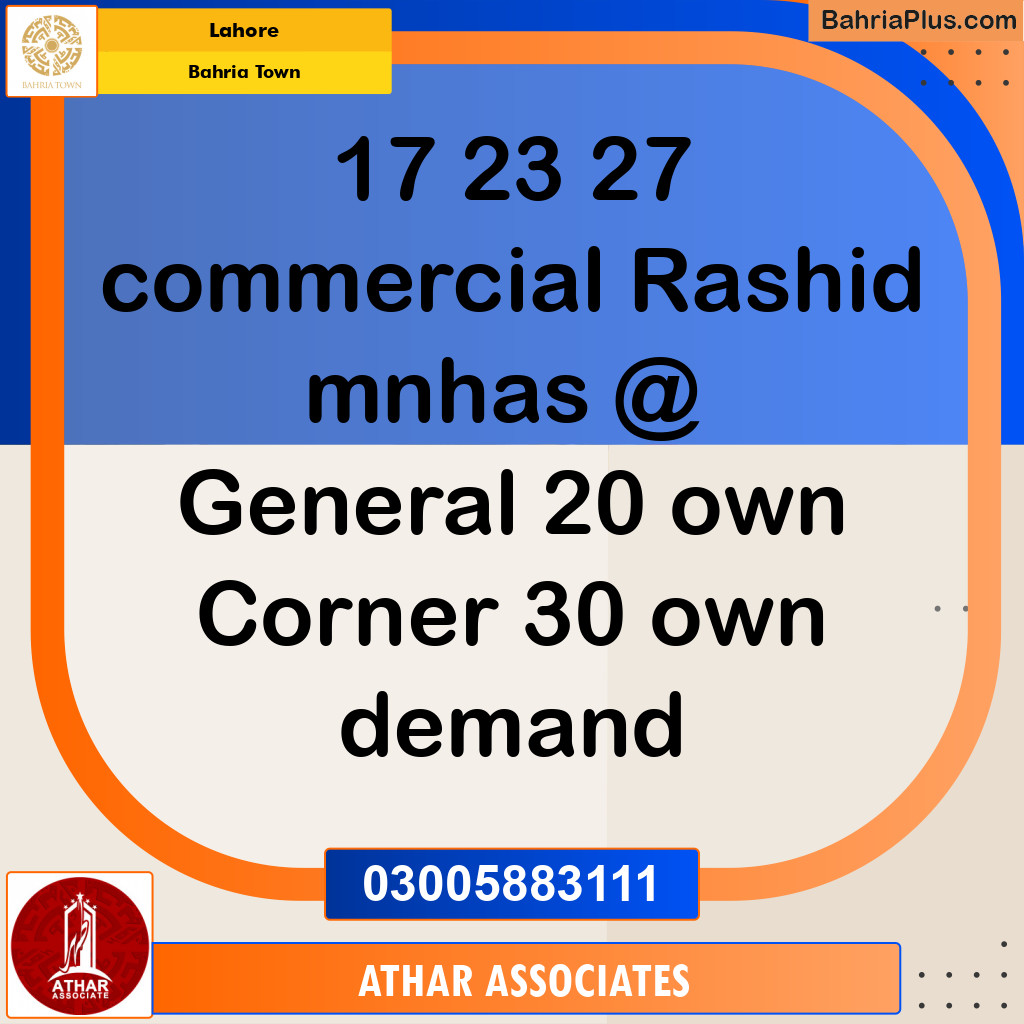 Residential Plot for Sale in Bahria Town, Lahore - (BP-232470)