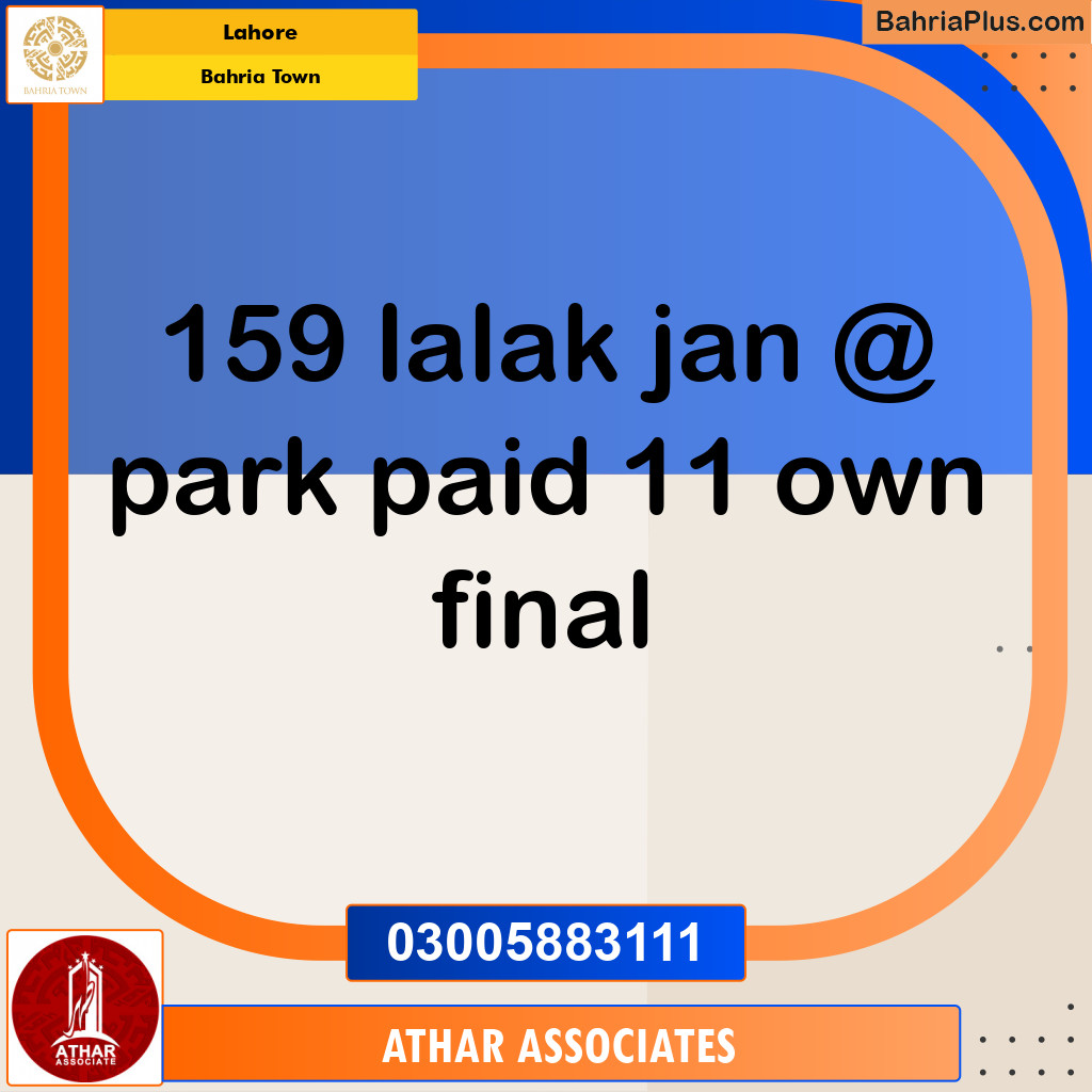 Residential Plot for Sale in Bahria Town, Lahore - (BP-232474)