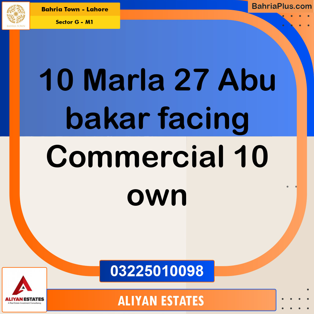 10 Marla Residential Plot for Sale in Sector G - Abubakar Block -  Bahria Town, Lahore - (BP-232477)
