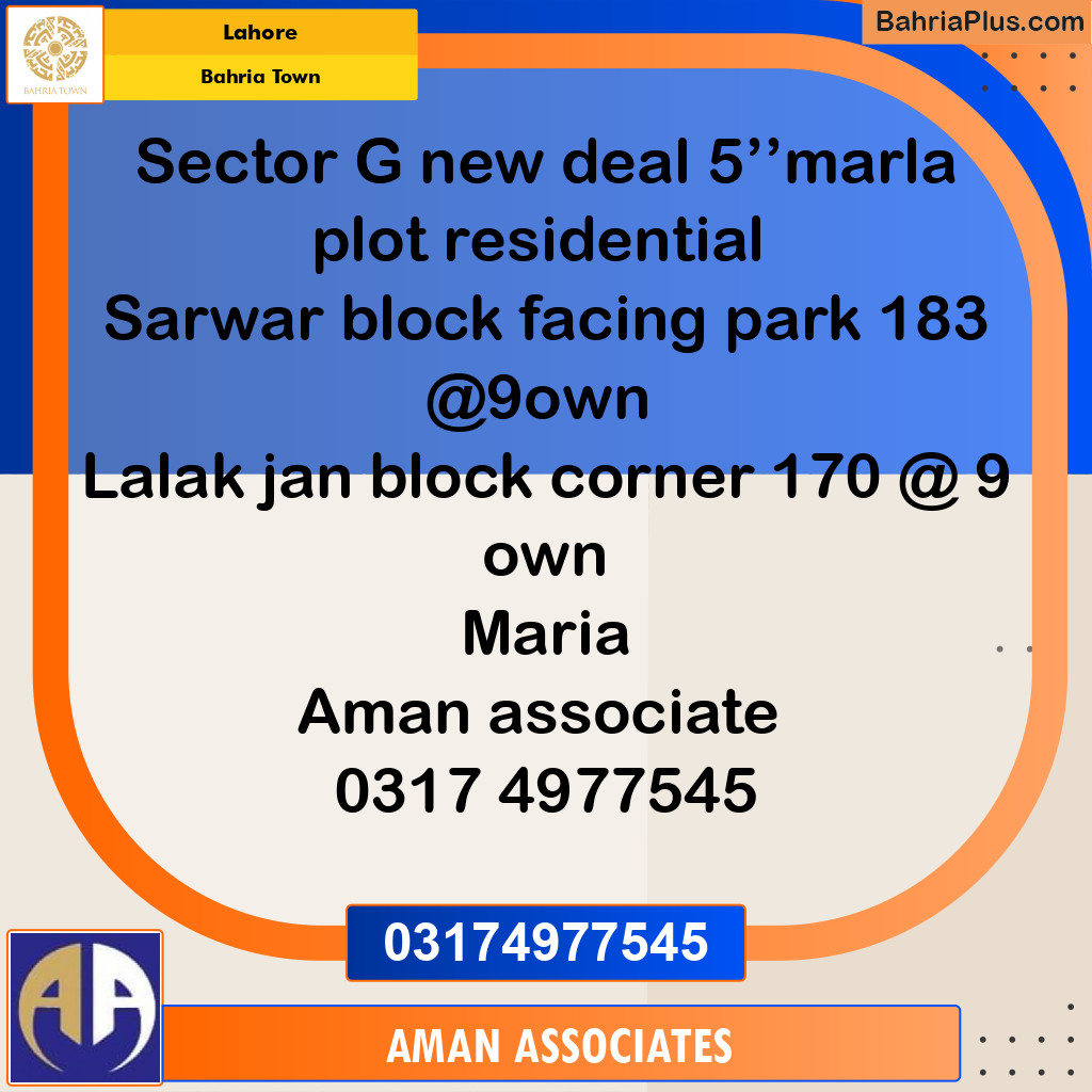 Residential Plot for Sale in Bahria Town, Lahore - (BP-232487)