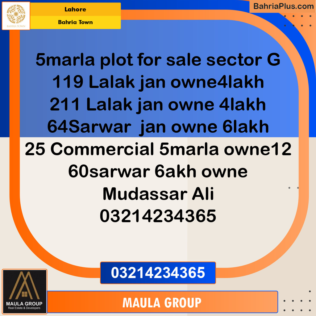 Residential Plot for Sale in Bahria Town, Lahore - (BP-232515)
