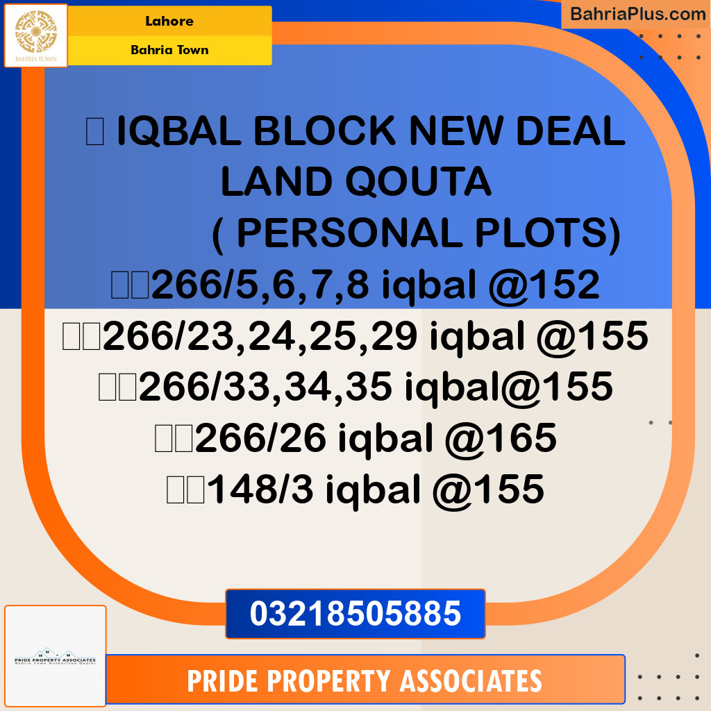 Residential Plot for Sale in Bahria Town, Lahore - (BP-232537)