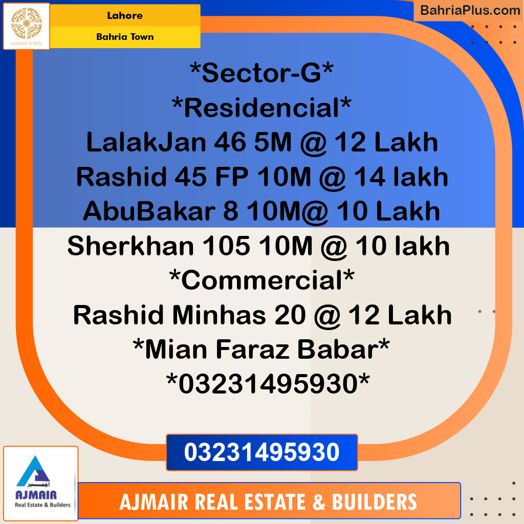 Residential Plot for Sale in Bahria Town, Lahore - (BP-232625)