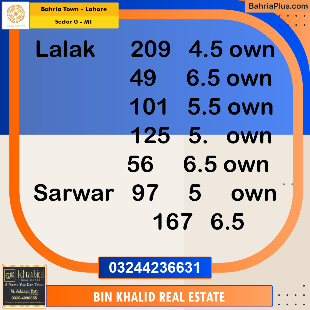 5 Marla Residential Plot for Sale in Sector G - Abubakar Block -  Bahria Town, Lahore - (BP-232629)