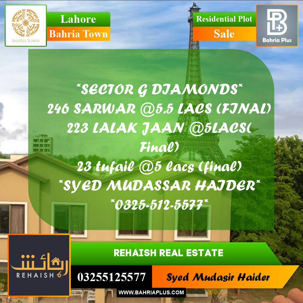 Residential Plot for Sale in Bahria Town, Lahore - (BP-232736)