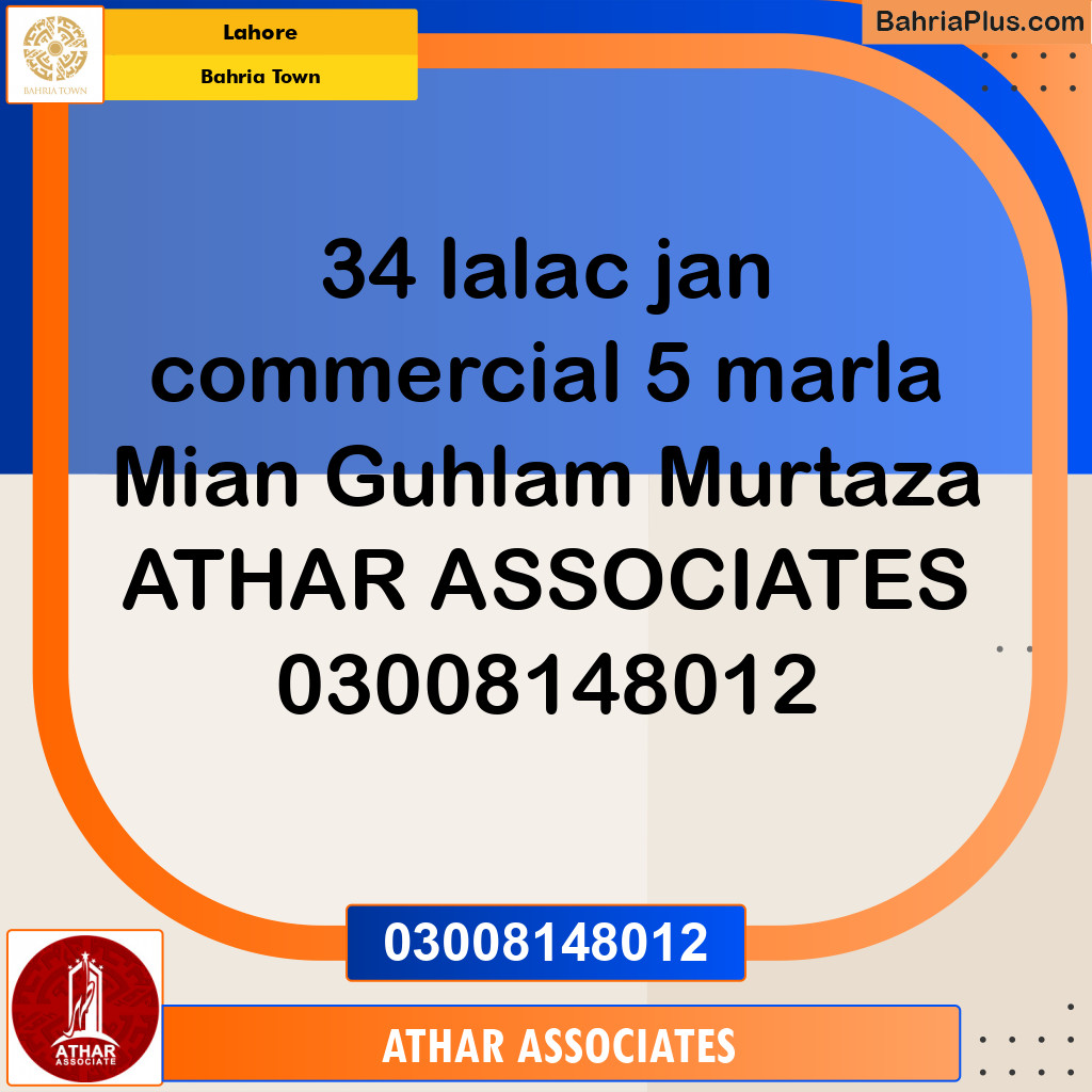 5 Marla Commercial Plot for Sale in Bahria Town, Lahore - (BP-232737)