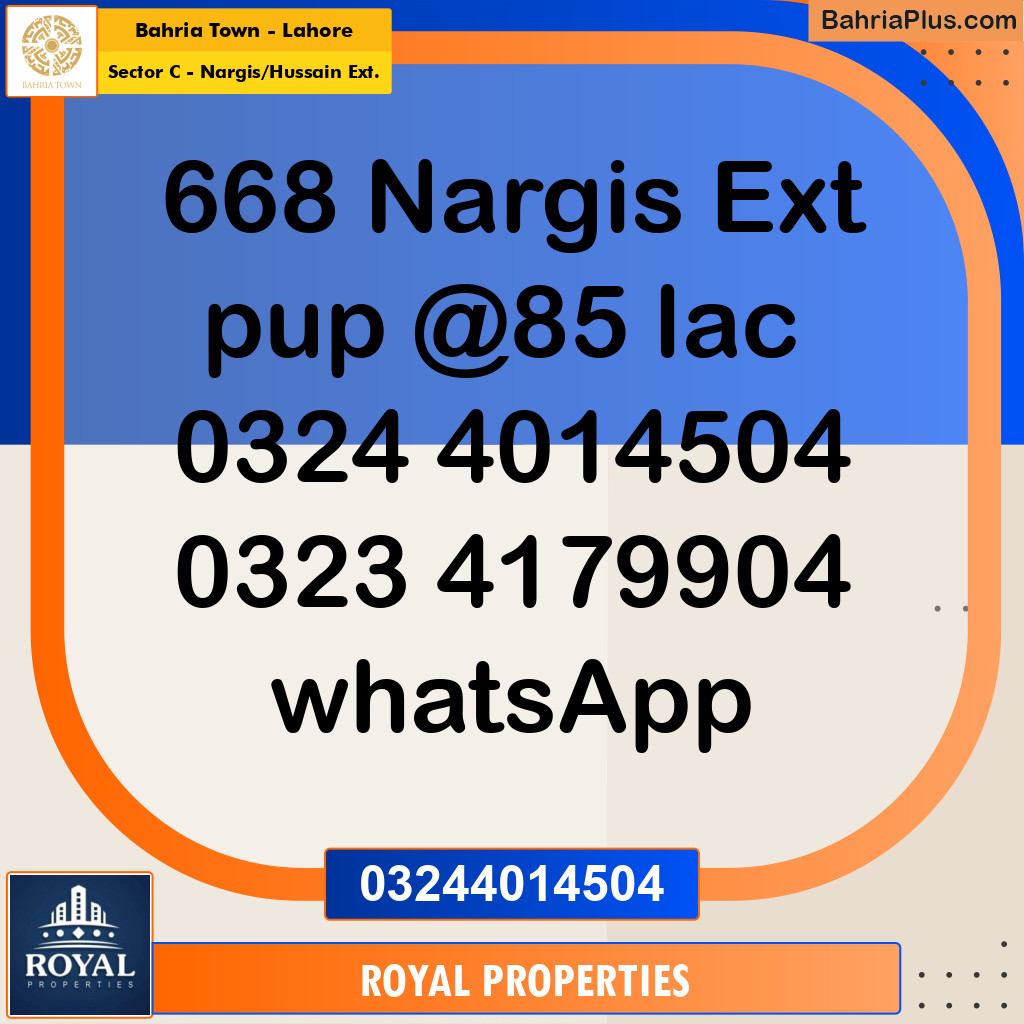 Residential Plot for Sale in Sector C - Nargis/Hussain Ext. -  Bahria Town, Lahore - (BP-232743)