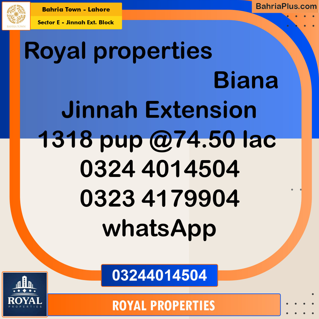 Residential Plot for Sale in Sector E - Jinnah Ext. Block -  Bahria Town, Lahore - (BP-232745)