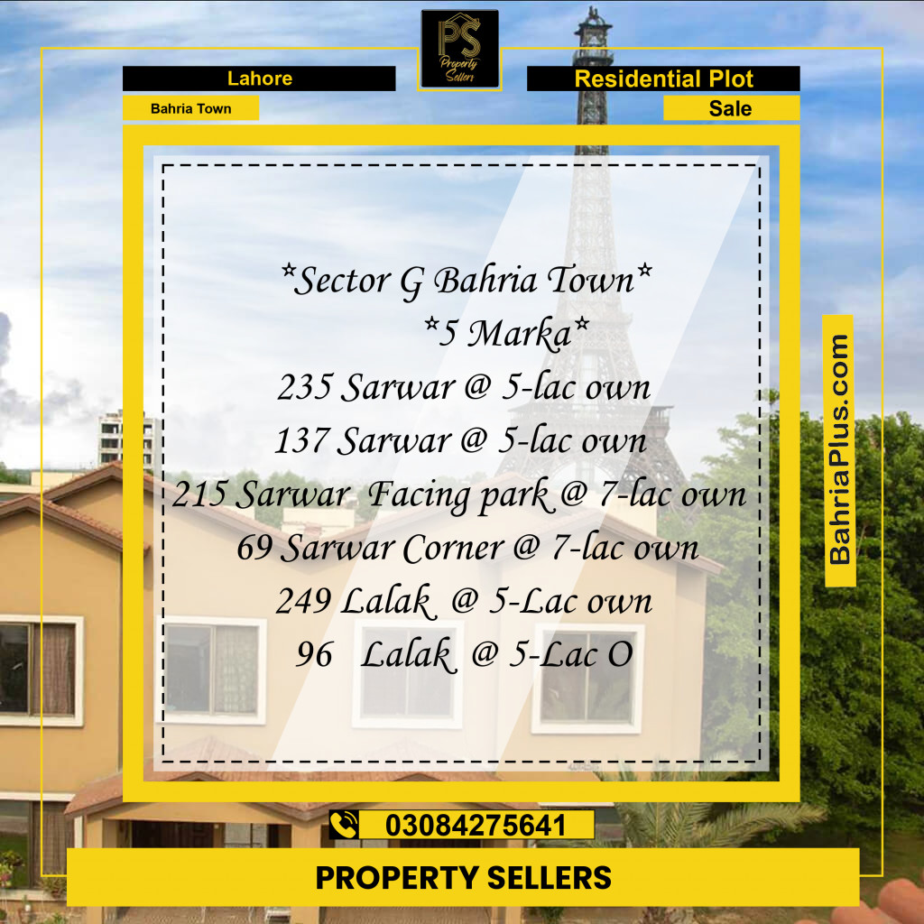 Residential Plot for Sale in Bahria Town, Lahore - (BP-232749)