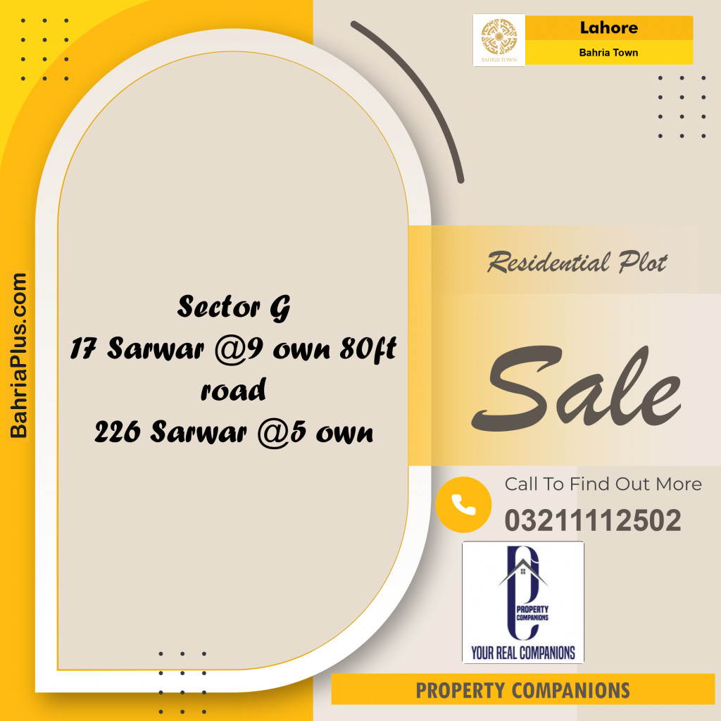 Residential Plot for Sale in Bahria Town, Lahore - (BP-232828)