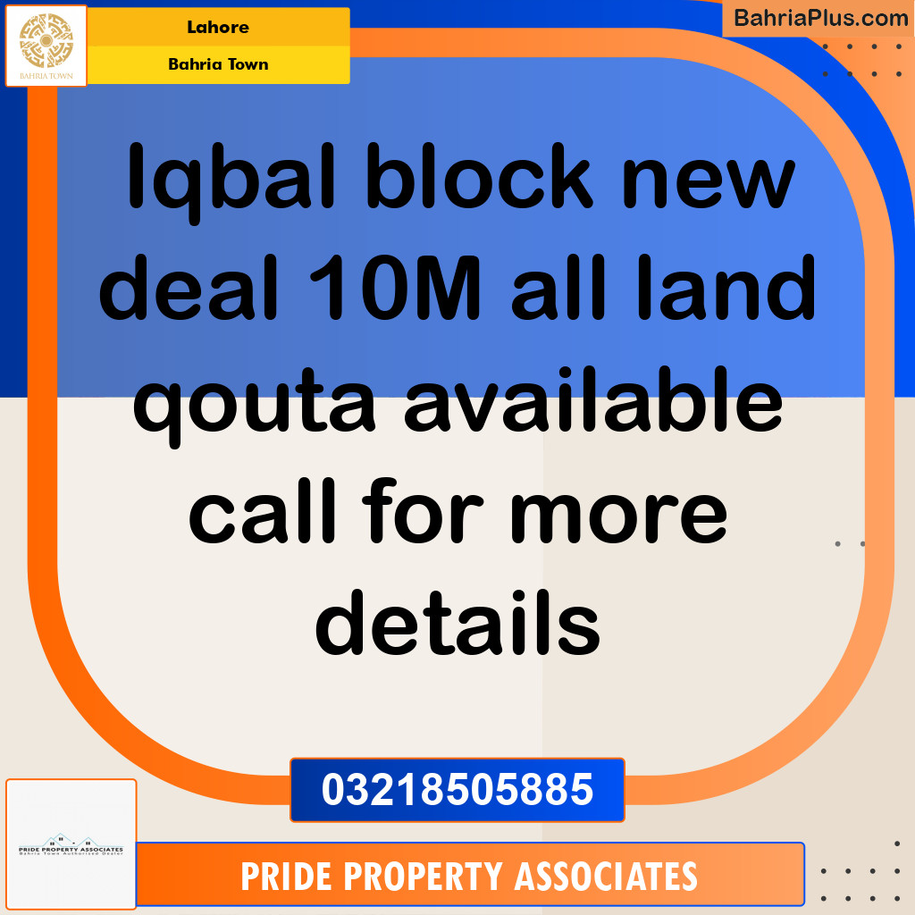 Residential Plot for Sale in Bahria Town, Lahore - (BP-232831)