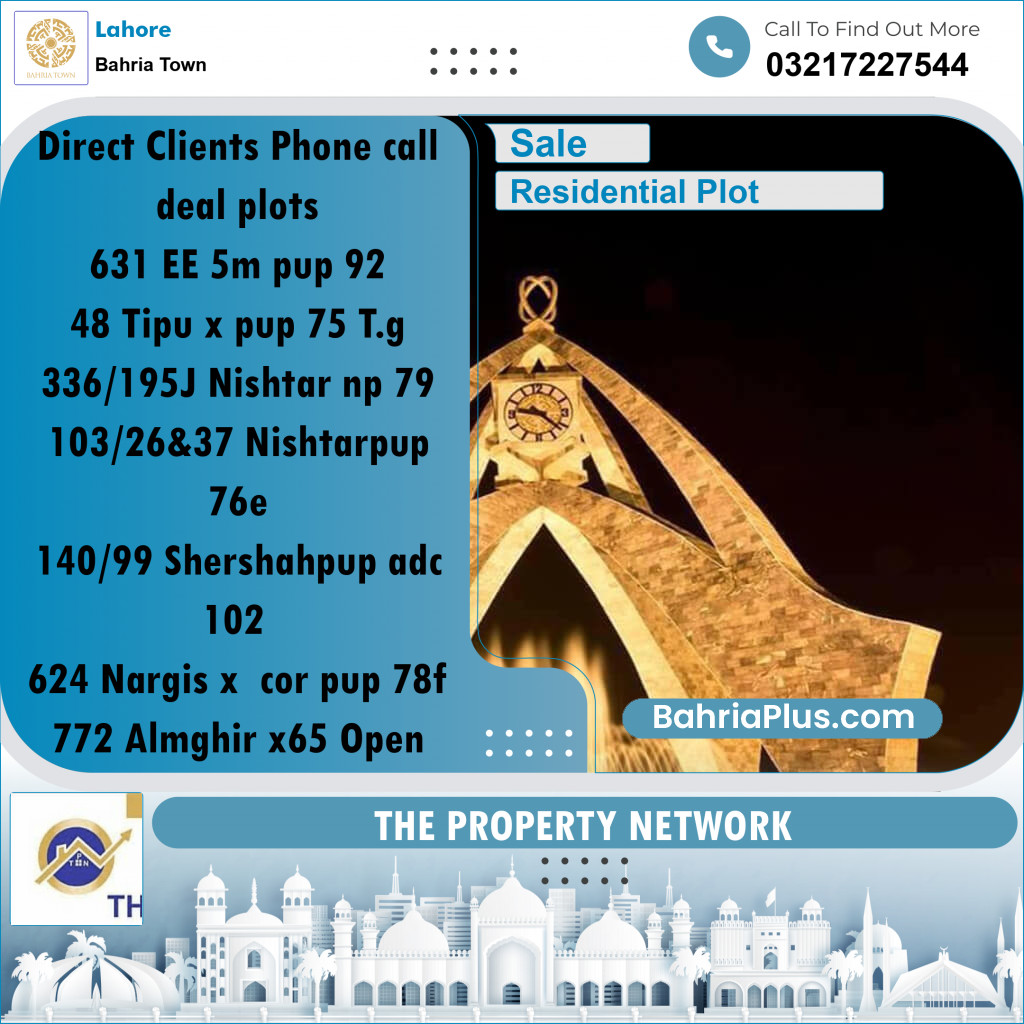 Residential Plot for Sale in Bahria Town, Lahore - (BP-232834)