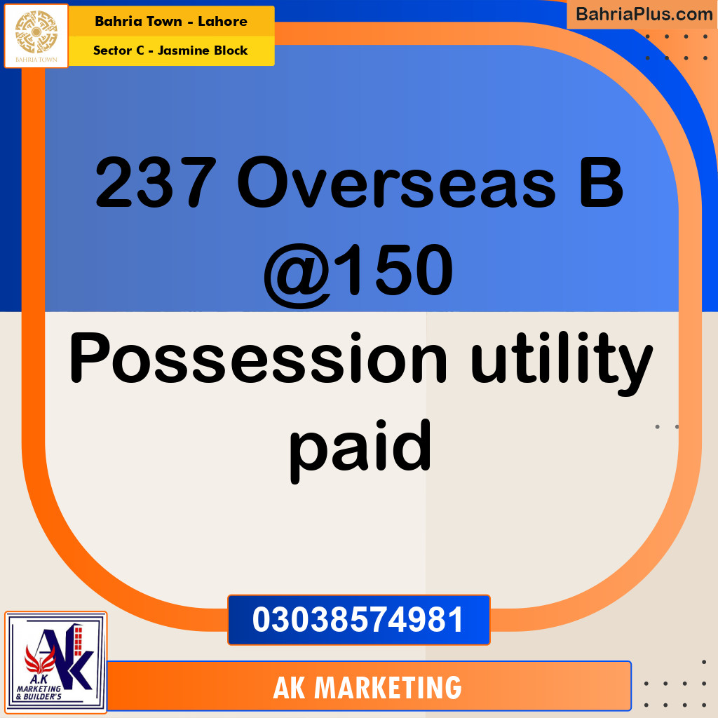 10 Marla Residential Plot for Sale in Sector C - Jasmine Block -  Bahria Town, Lahore - (BP-232951)