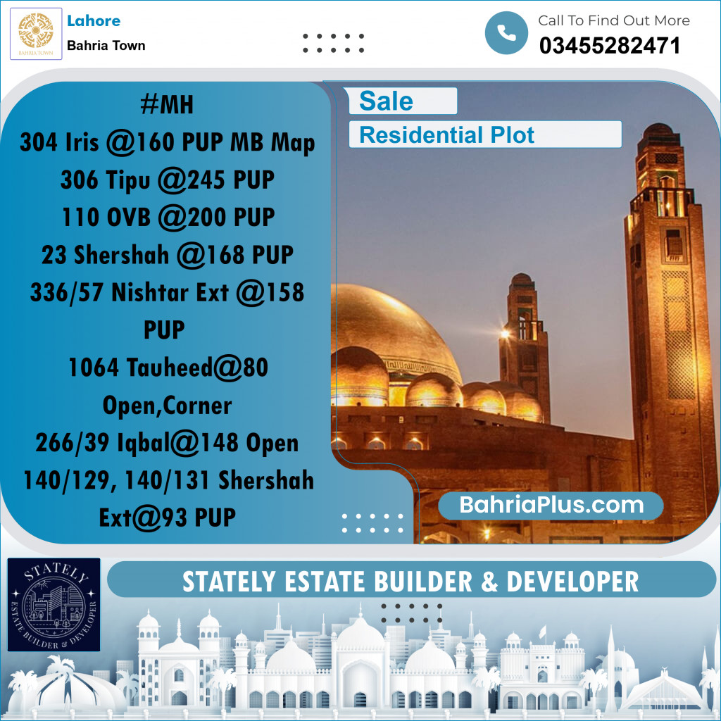 Residential Plot for Sale in Bahria Town, Lahore - (BP-232962)