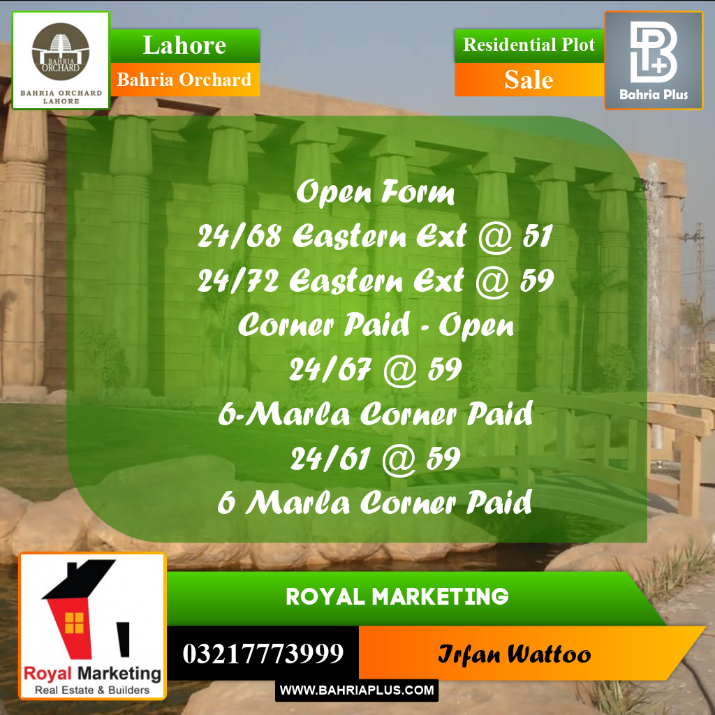 Residential Plot for Sale in Bahria Orchard, Lahore - (BP-232999)