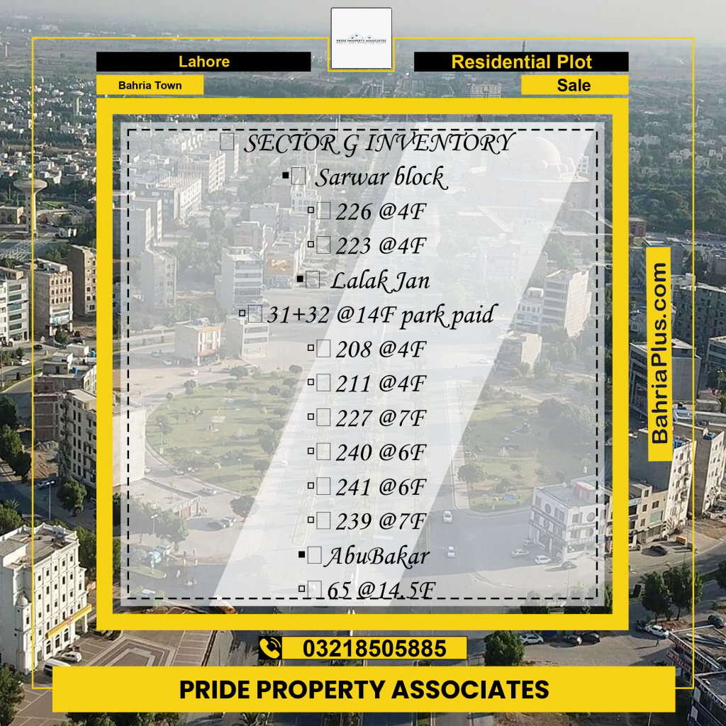 Residential Plot for Sale in Bahria Town, Lahore - (BP-233009)