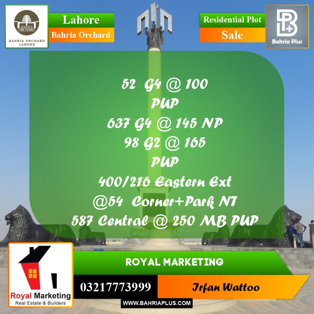Residential Plot for Sale in Bahria Orchard, Lahore - (BP-233016)