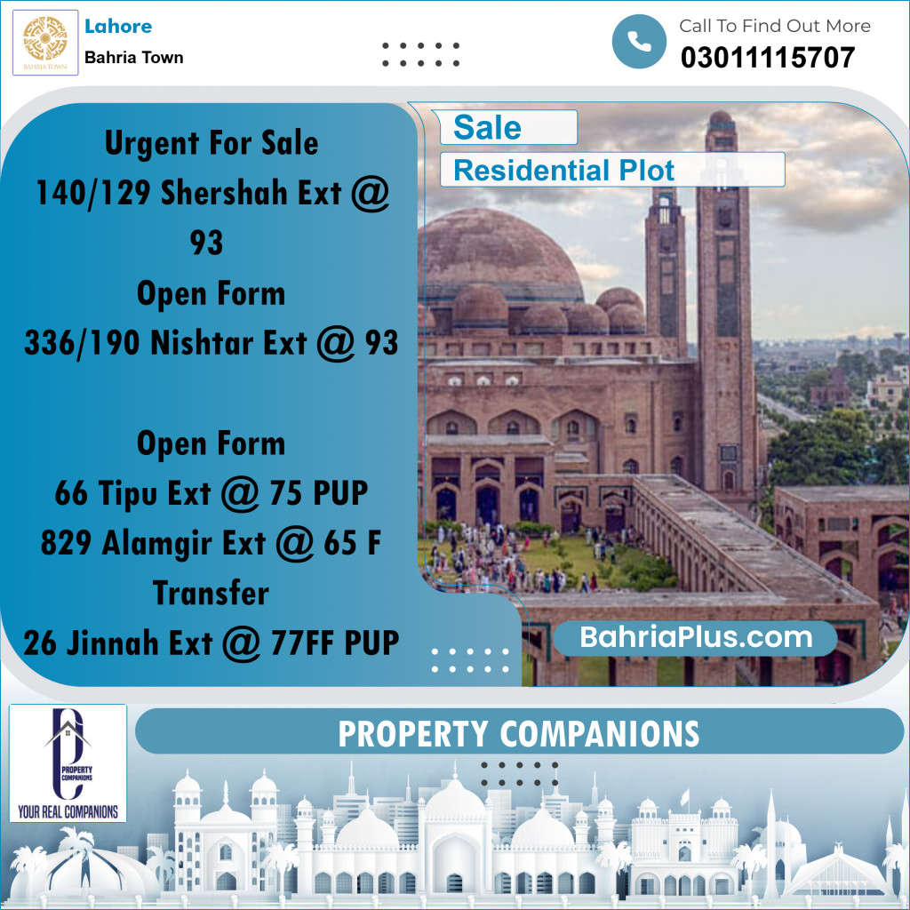 Residential Plot for Sale in Bahria Town, Lahore - (BP-233065)