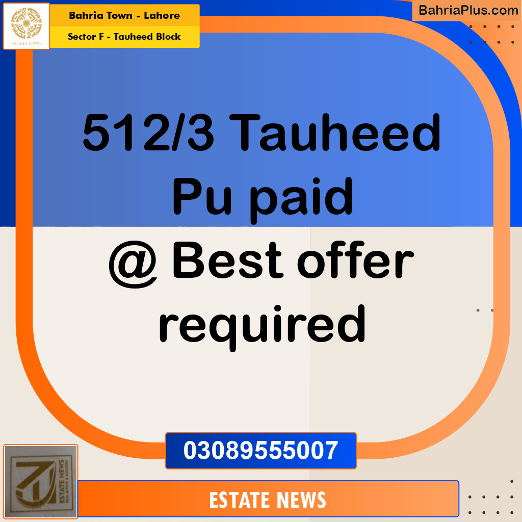 Residential Plot for Sale in Sector F - Tauheed Block -  Bahria Town, Lahore - (BP-233084)
