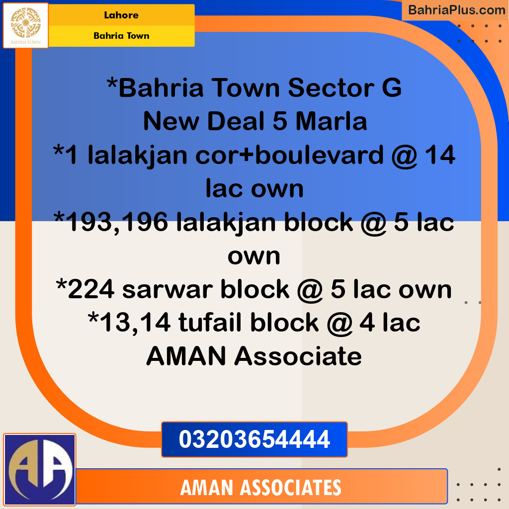 Residential Plot for Sale in Bahria Town, Lahore - (BP-233108)