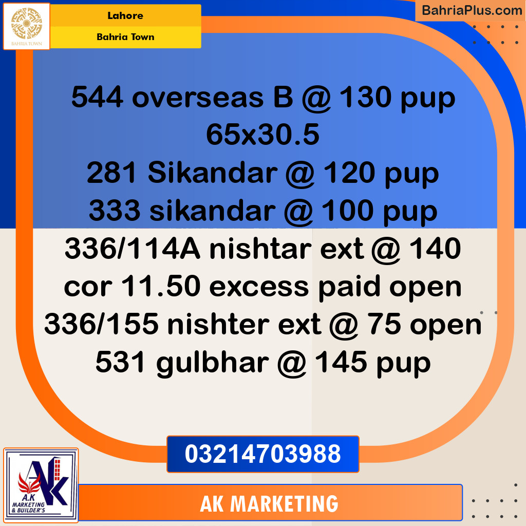 10 Marla Residential Plot for Sale in Bahria Town, Lahore - (BP-233163)