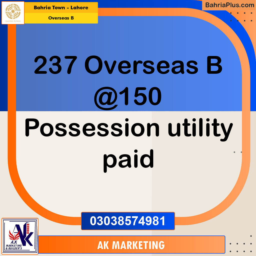 10 Marla Residential Plot for Sale in Overseas B -  Bahria Town, Lahore - (BP-233232)