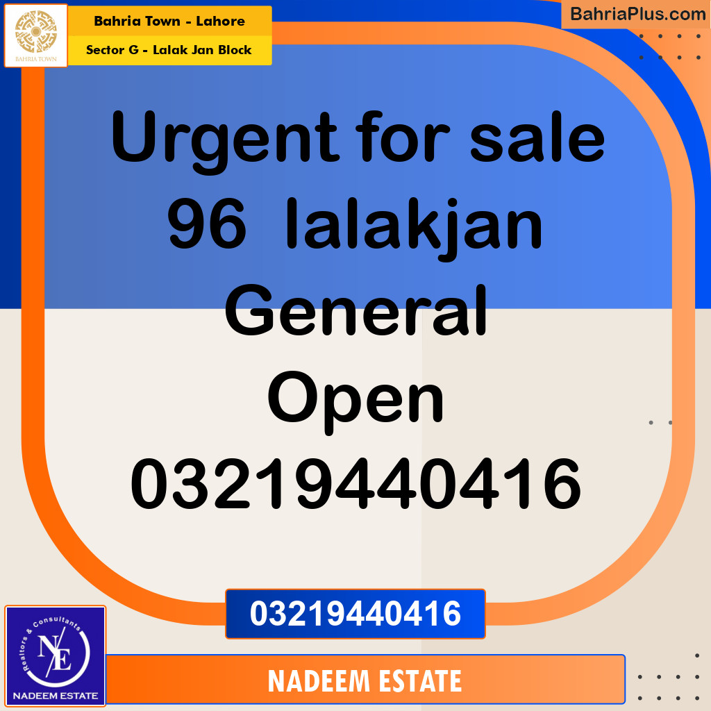 Residential Plot for Sale in Sector G - Lalak Jan Block -  Bahria Town, Lahore - (BP-233249)