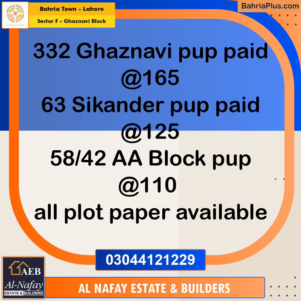 10 Marla Residential Plot for Sale in Sector F - Ghaznavi Block -  Bahria Town, Lahore - (BP-233286)