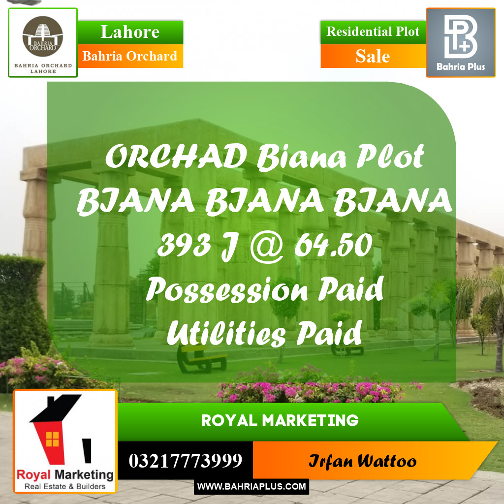 Residential Plot for Sale in Bahria Orchard, Lahore - (BP-233293)
