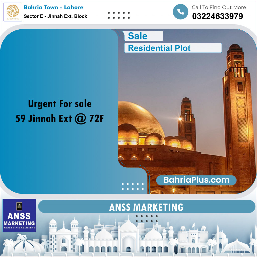 5 Marla Residential Plot for Sale in Sector E - Jinnah Ext. Block -  Bahria Town, Lahore - (BP-233316)