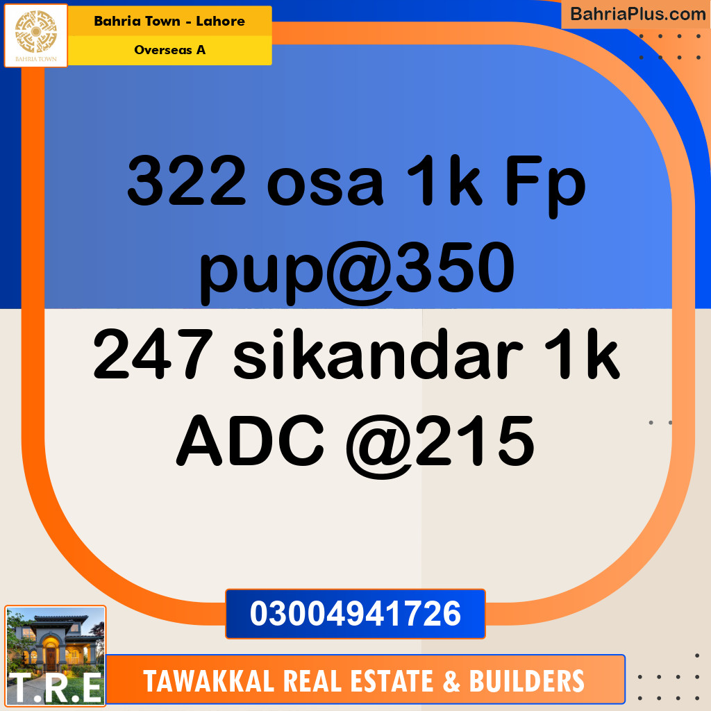 1 Kanal Residential Plot for Sale in Overseas A -  Bahria Town, Lahore - (BP-233341)