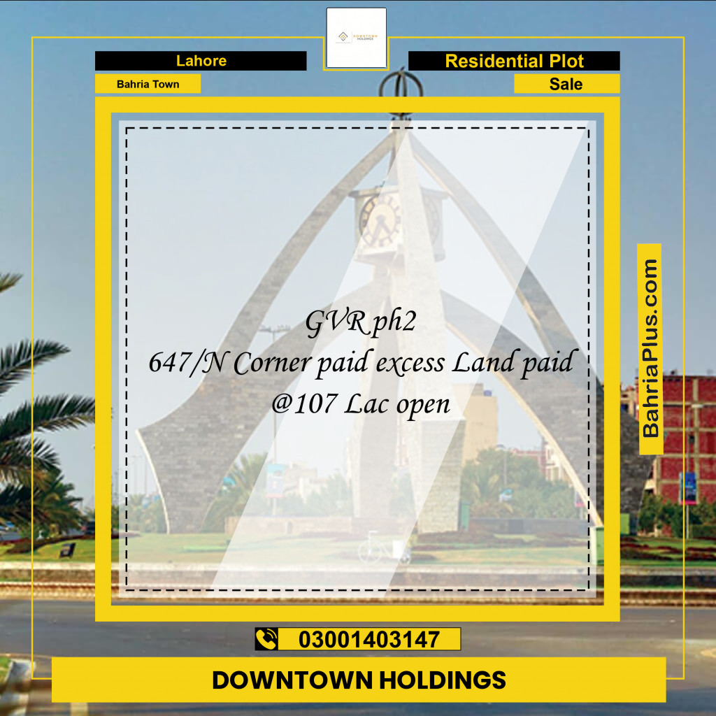 Residential Plot for Sale in Bahria Town, Lahore - (BP-233367)