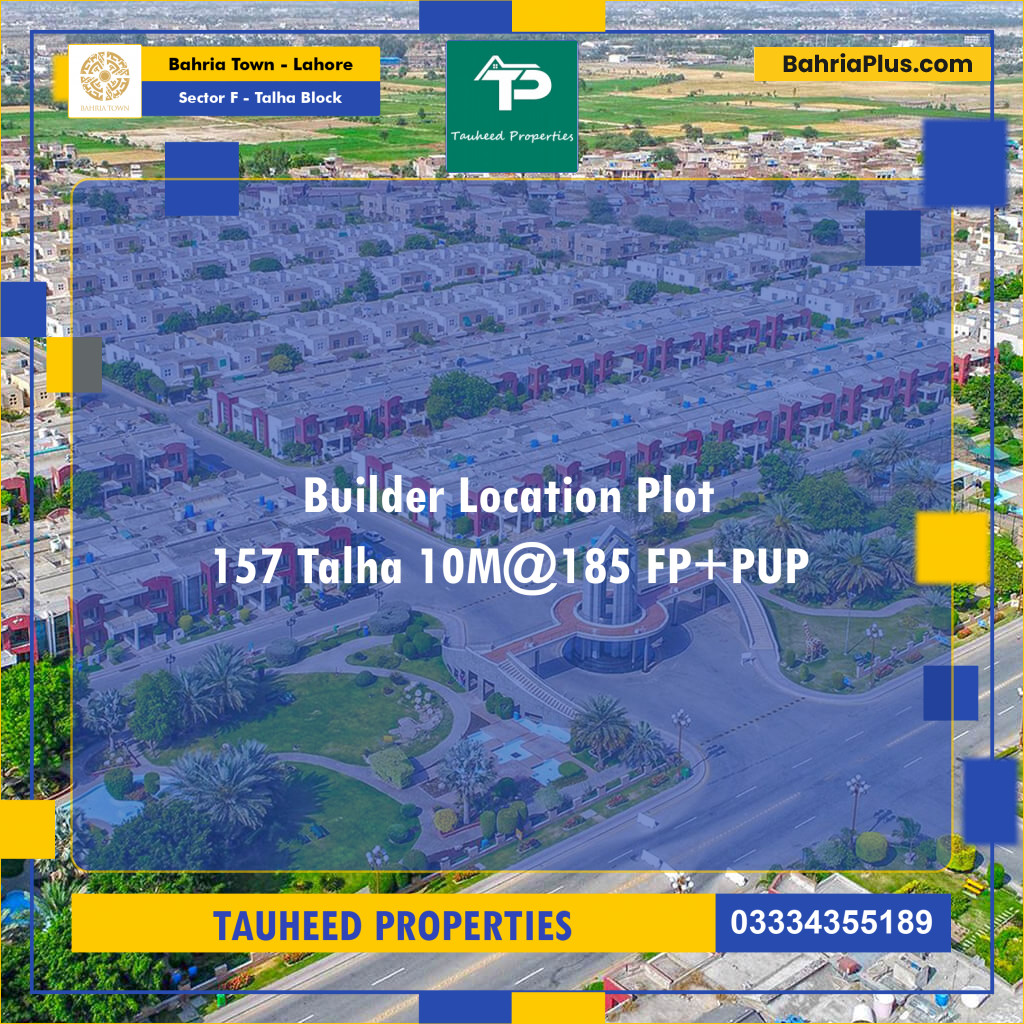 10 Marla Residential Plot for Sale in Sector F - Talha Block -  Bahria Town, Lahore - (BP-233446)