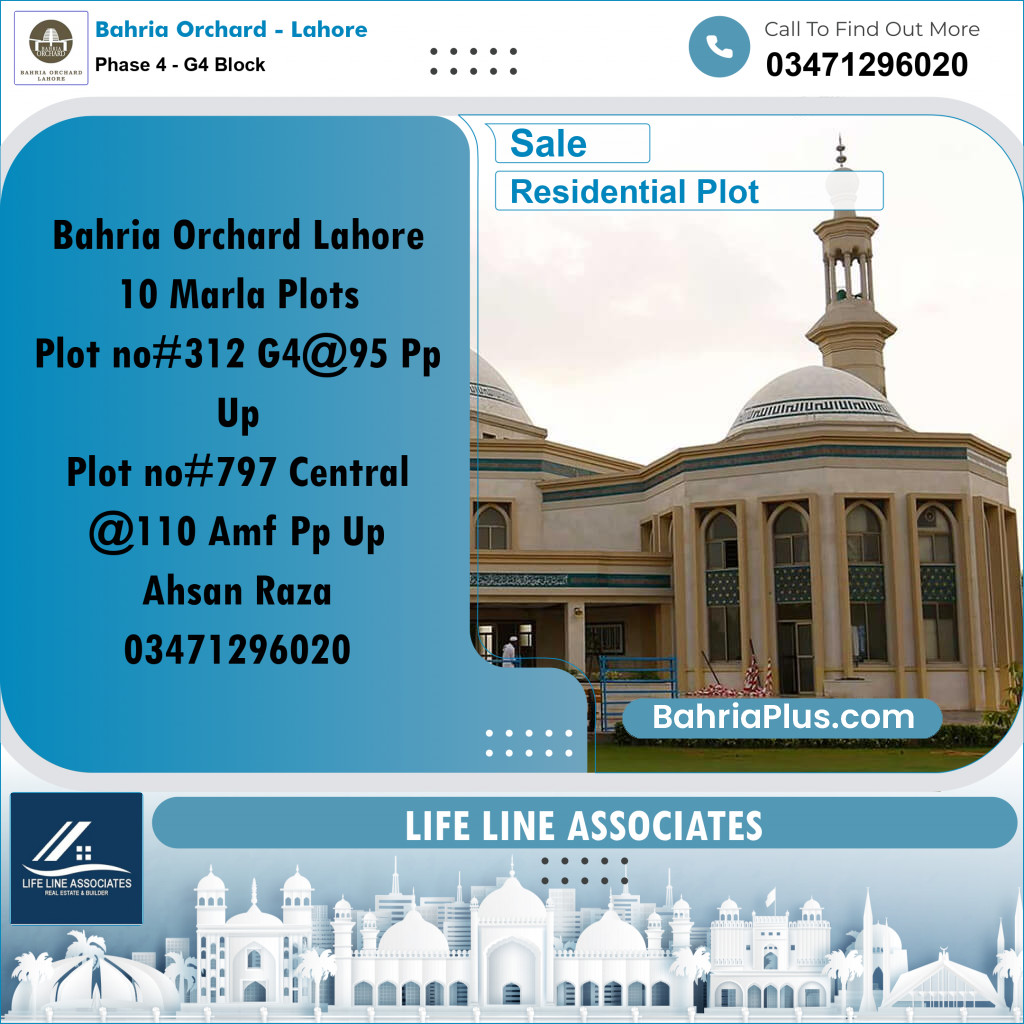 10 Marla Residential Plot for Sale in Phase 4 - G4 Block -  Bahria Orchard, Lahore - (BP-233480)