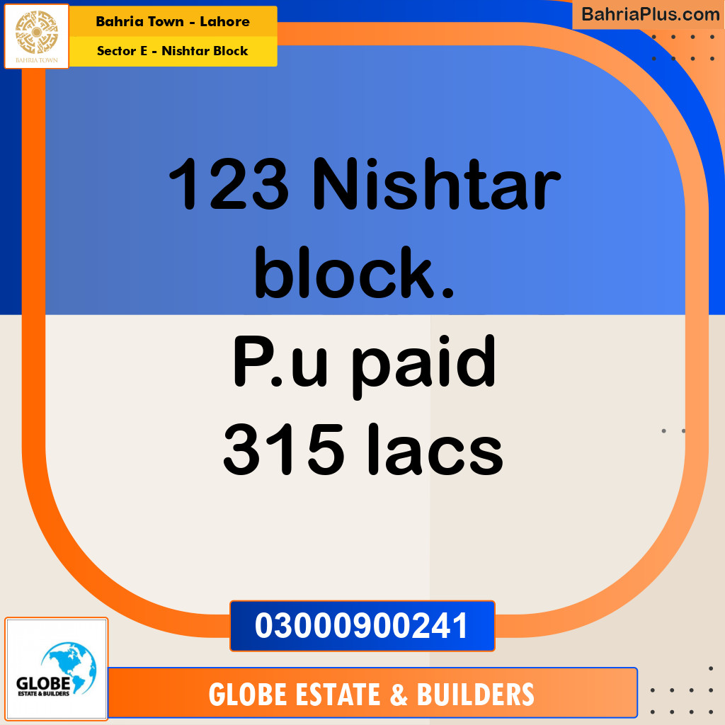 1 Kanal Residential Plot for Sale in Sector E - Nishtar Block -  Bahria Town, Lahore - (BP-233493)