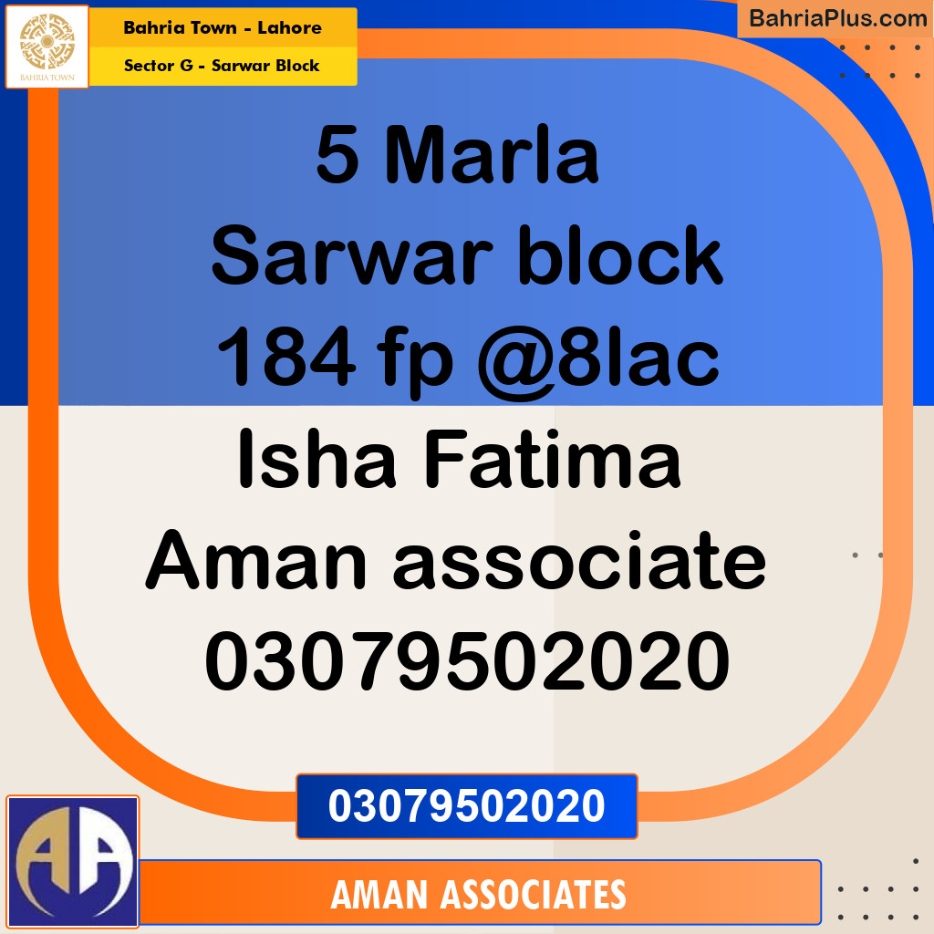 Residential Plot for Sale in Sector G - Sarwar Block -  Bahria Town, Lahore - (BP-233525)