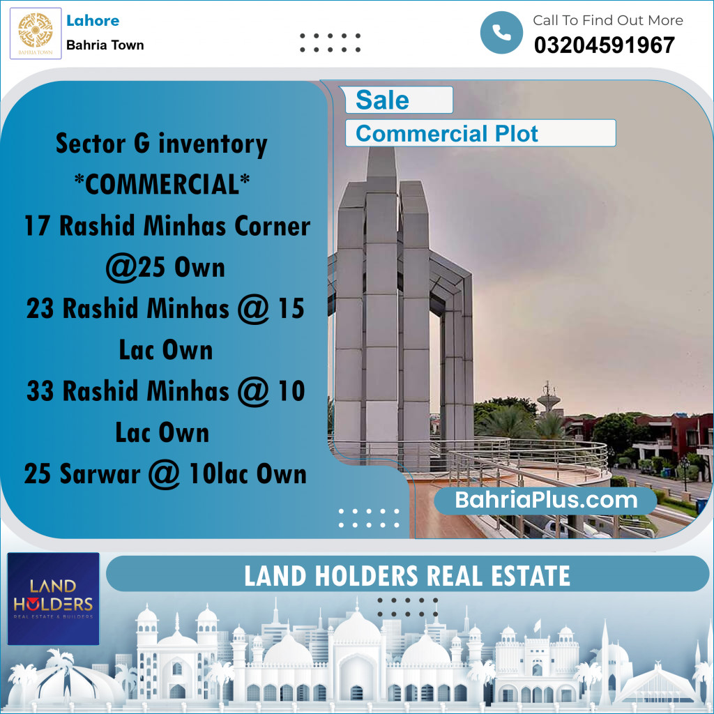 Commercial Plot for Sale in Bahria Town, Lahore - (BP-233526)