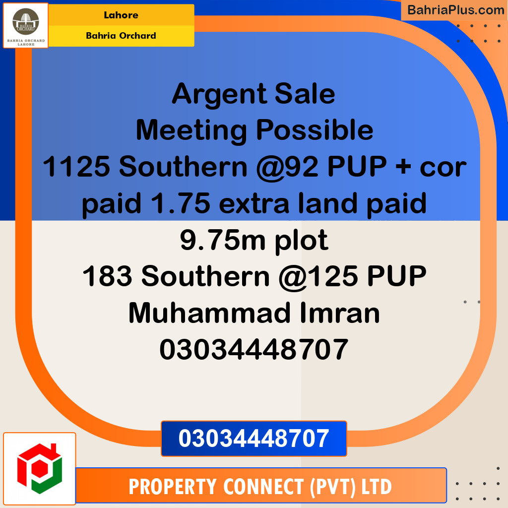 Residential Plot for Sale in Bahria Orchard, Lahore - (BP-233546)