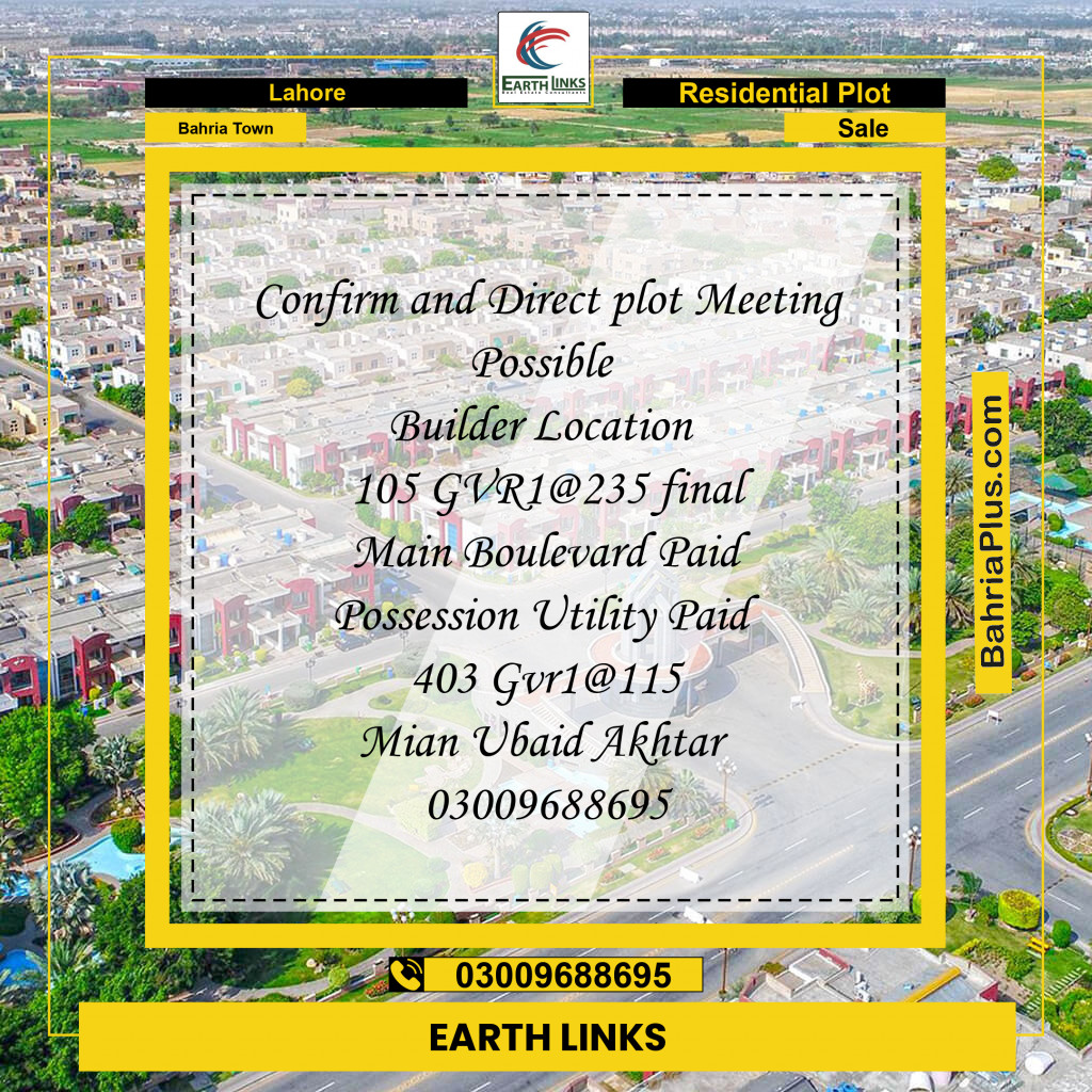 Residential Plot for Sale in Bahria Town, Lahore - (BP-233577)