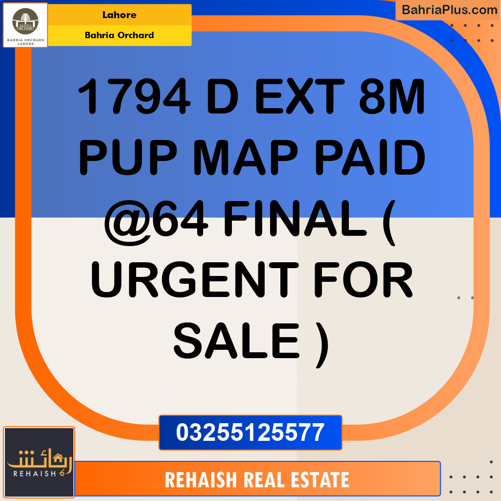 Residential Plot for Sale in Bahria Orchard, Lahore - (BP-233629)