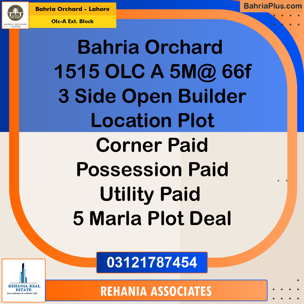 5 Marla Residential Plot for Sale in OLC-A Ext. Block -  Bahria Orchard, Lahore - (BP-233671)