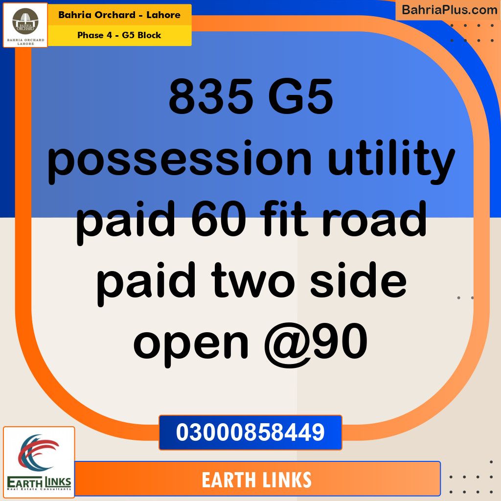 10 Marla Residential Plot for Sale in Phase 4 - G5 Block -  Bahria Orchard, Lahore - (BP-233689)