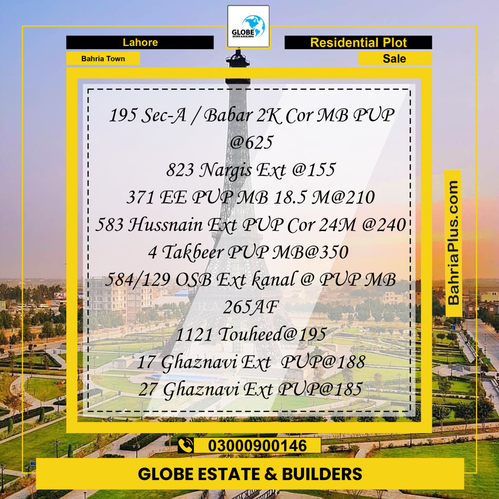 Residential Plot for Sale in Bahria Town, Lahore - (BP-233699)