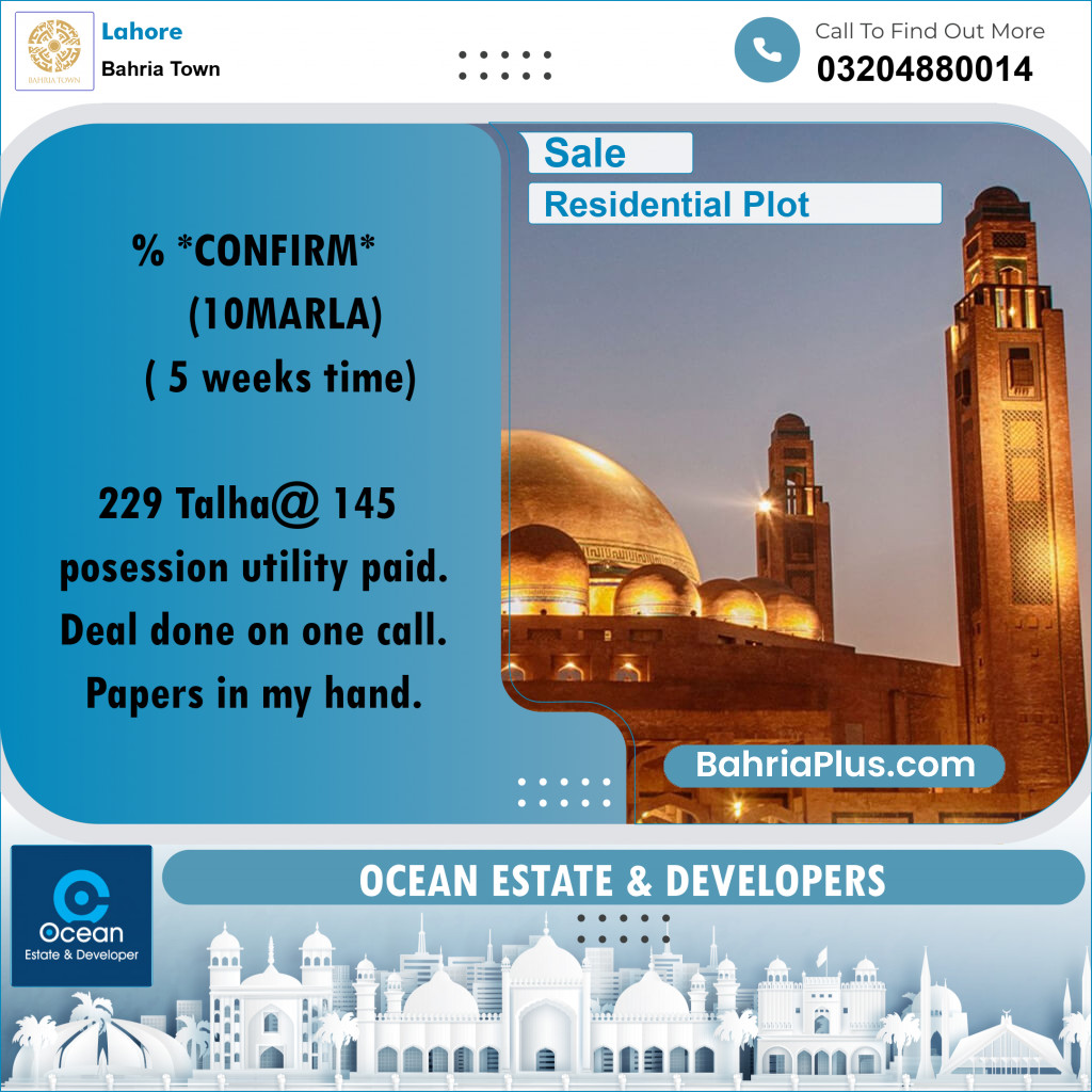 Residential Plot for Sale in Bahria Town, Lahore - (BP-233705)