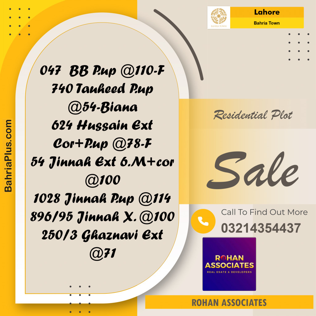 Residential Plot for Sale in Bahria Town, Lahore - (BP-233720)