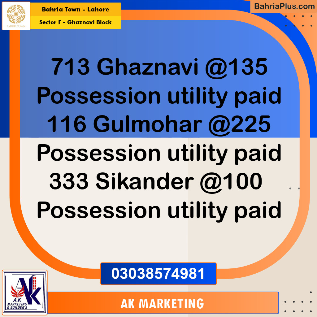 10 Marla Residential Plot for Sale in Sector F - Ghaznavi Block -  Bahria Town, Lahore - (BP-233721)